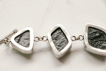 Load image into Gallery viewer, Y2K Vintage Sterling Silver Bracelet Handmade Dichroic Fused Glass Links