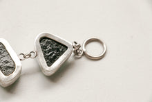 Load image into Gallery viewer, Y2K Vintage Sterling Silver Bracelet Handmade Dichroic Fused Glass Links