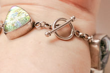 Load image into Gallery viewer, Y2K Vintage Sterling Silver Bracelet Handmade Dichroic Fused Glass Links