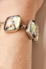 Load image into Gallery viewer, Y2K Vintage Sterling Silver Bracelet Handmade Dichroic Fused Glass Links