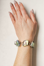 Load image into Gallery viewer, Y2K Vintage Sterling Silver Bracelet Handmade Dichroic Fused Glass Links