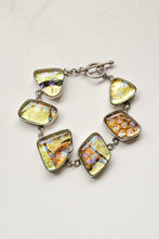 Load image into Gallery viewer, Y2K Vintage Sterling Silver Bracelet Handmade Dichroic Fused Glass Links