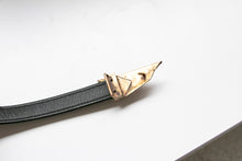 Load image into Gallery viewer, 1980s Waist Cinch Belt Leather Brass Buckle Quin S