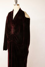 Load image into Gallery viewer, 1930s Dress Silk Velvet Metallic Gold Gown Deco Volup XL