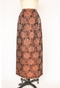 1960s Maxi Column Skirt Metallic Brocade XS