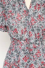 Load image into Gallery viewer, 1950s Dress Floral Jersey Knit Full Skirt Zip Front M