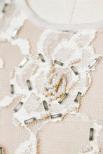 Load image into Gallery viewer, 1960s Dress Lace Illusion Chiffon Full Skirt Beaded Cocktail M