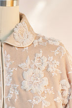 Load image into Gallery viewer, 1950s Cropped Sweater Lace Beaded Wool Knit Cardigan S