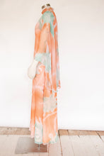 Load image into Gallery viewer, 1970s Dress Silk Chiffon Floral Cape Maxi Gown S