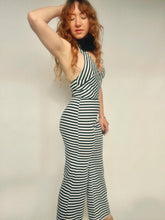 Load image into Gallery viewer, 1970s Jumpsuit Striped Chevron Black &amp; White Knit XS