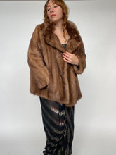 Load image into Gallery viewer, 1950s Fur Coat Mink Brown Plush Fluffy Jacket 60s