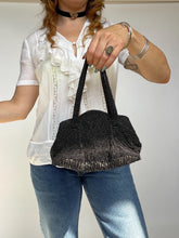 Load image into Gallery viewer, Vintage Purse Black Beaded Top Handle Bag 1990s does 40s