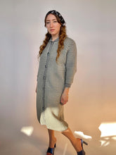 Load image into Gallery viewer, 1960s Sweater Dress Long Knit Gray Cardigan S/ M
