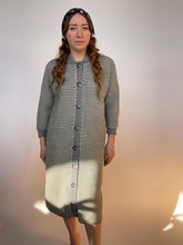 Load image into Gallery viewer, 1960s Sweater Dress Long Knit Gray Cardigan S/ M