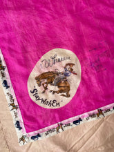 Load image into Gallery viewer, 1940s Silk Scarf Hand Painted Western Rodeo Cowboy Souvenir Bandana