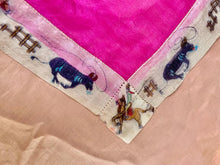 Load image into Gallery viewer, 1940s Silk Scarf Hand Painted Western Rodeo Cowboy Souvenir Bandana