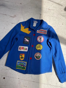 1970s Shirt Patch Appliqué Cotton Button Up Long Sleeve XS  P