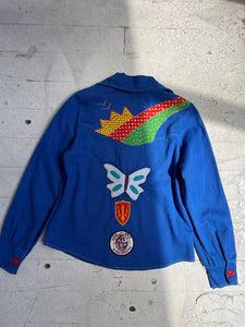 1970s Shirt Patch Appliqué Cotton Button Up Long Sleeve XS  P