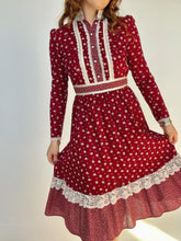 Load image into Gallery viewer, 1970s Peasant Prairie Dress Floral Calico Cotton Boho S
