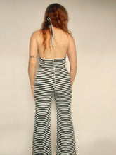 Load image into Gallery viewer, 1970s Jumpsuit Striped Chevron Black &amp; White Knit XS