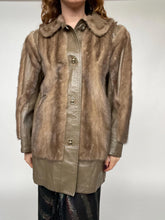 Load image into Gallery viewer, 1960s Fur Coat Mod Leather + Mink Plush S / XS