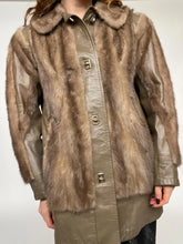 Load image into Gallery viewer, 1960s Fur Coat Mod Leather + Mink Plush S / XS
