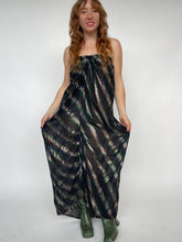 Load image into Gallery viewer, 1970s Disco Dress Sheer Metallic Silk Chiffon Strapless Grecian M/L