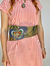 Load image into Gallery viewer, 1980s Leather Belt Jane Yoo Hand Painted Waist Cinch Floral