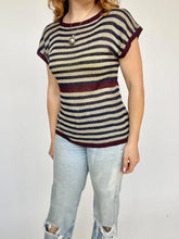 Load image into Gallery viewer, 1970s Sweater Top Stripped Knit Bill Haire Friedricks Sport Rayon Knit M