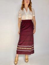 Load image into Gallery viewer, 1970s Wrap Maxi Skirt Woven Cotton Hippie Boho M