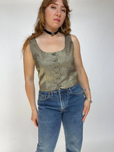 Load image into Gallery viewer, 1960s Vest Top Metallic Gold Lamé Fitted M