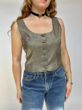 Load image into Gallery viewer, 1960s Vest Top Metallic Gold Lamé Fitted M