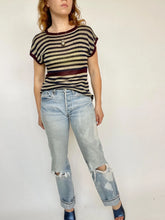 Load image into Gallery viewer, 1970s Sweater Top Stripped Knit Bill Haire Friedricks Sport Rayon Knit M