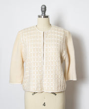 Load image into Gallery viewer, 1950s Sweater Wool Knit Cardigan Cream Beaded S