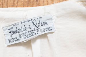 1950s Sweater Wool Knit Cardigan Cream Beaded S