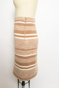 1960s Pencil Skirt Wool Striped High Waist S