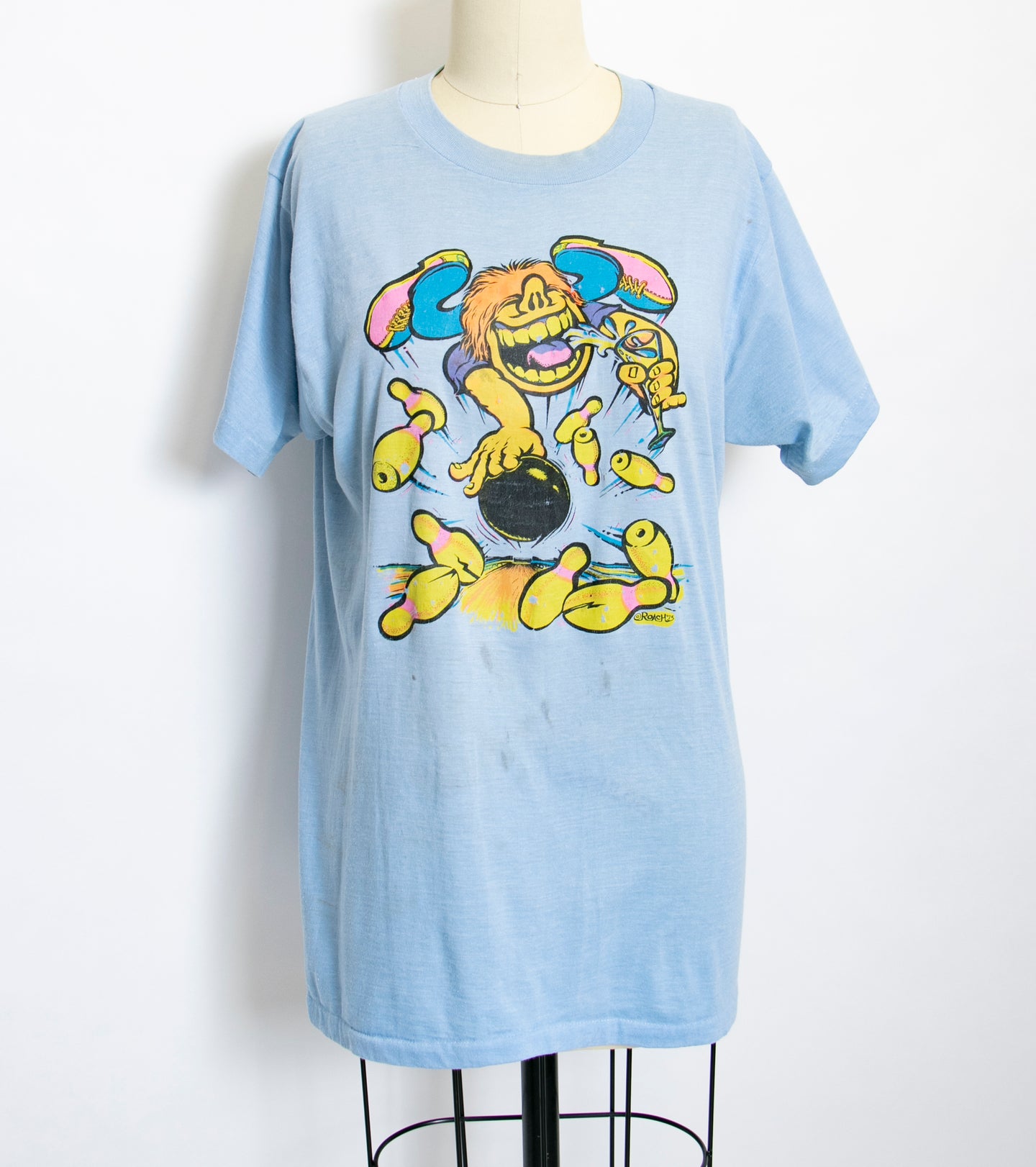 1970s T-Shirt Bowling Blue Tee M