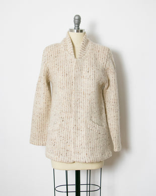 1980s Sweater Wool Mohair Knit Striped Chunky Cardigan S