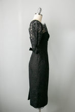 Load image into Gallery viewer, 1950s Dress Black Illusion Chantilly Lace XS