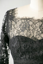 Load image into Gallery viewer, 1950s Dress Black Illusion Chantilly Lace XS