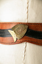 Load image into Gallery viewer, 1980s Belt Leather Metal Embossed Fish &amp; Seashells