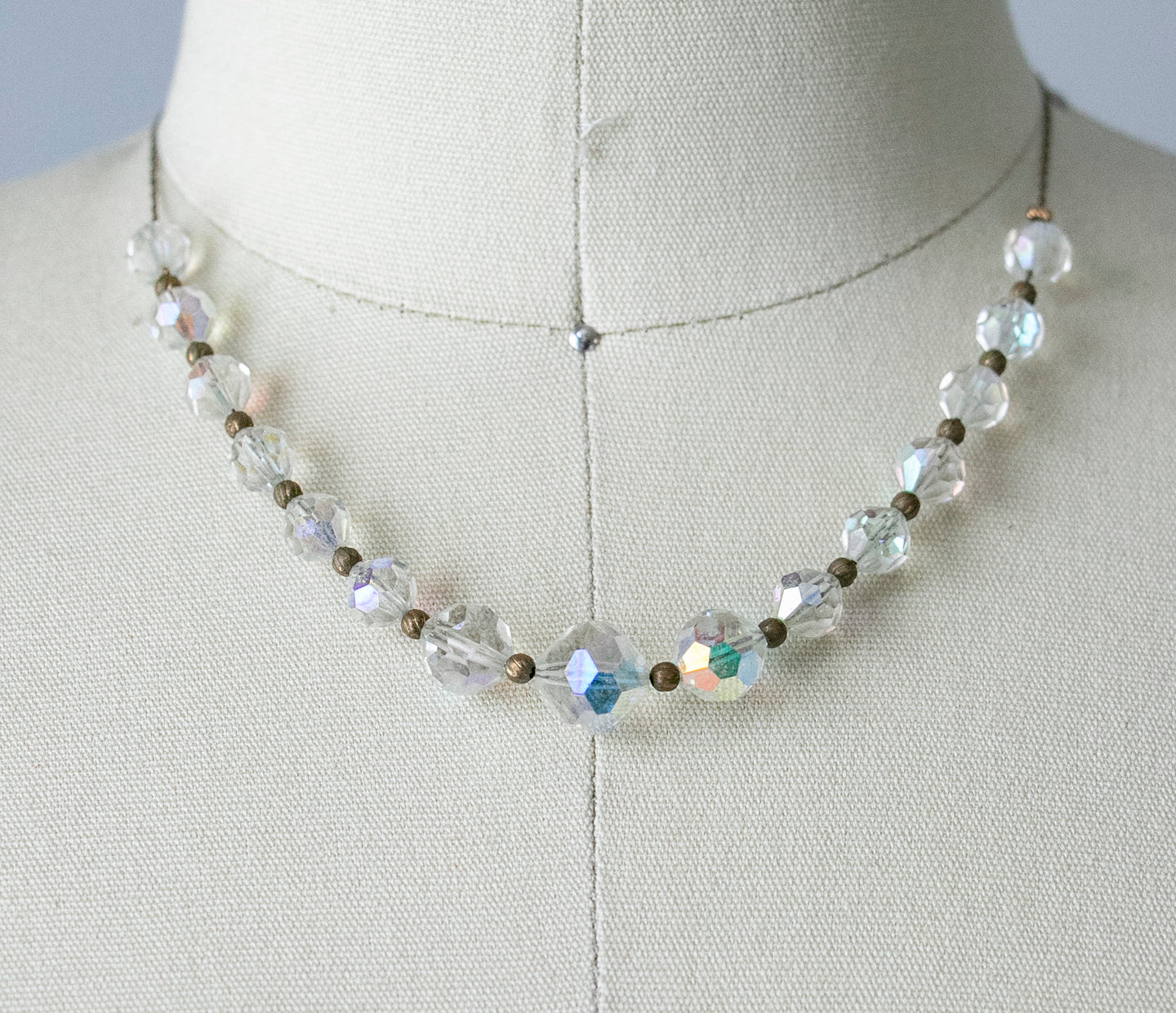 1940s Necklace Crystal Beads Chocker Chain