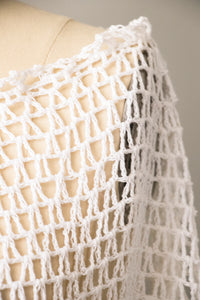 1990s Poncho White Cotton Granny Crochet Top