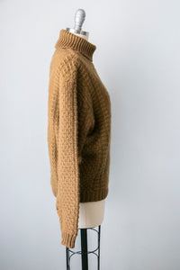 1970s Sweater Wool Knit Turtleneck M