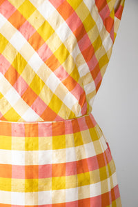 1960s Dress Autumnal Raw Silk Plaid S