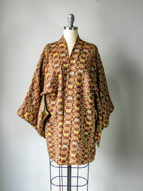 1950s Haori Rayon Crepe Butterfly Lounge Robe