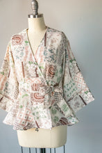 Load image into Gallery viewer, 1970s Peplum Wrap Blouse Boho S