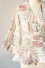 Load image into Gallery viewer, 1970s Peplum Wrap Blouse Boho S