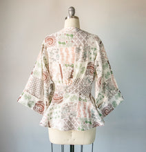 Load image into Gallery viewer, 1970s Peplum Wrap Blouse Boho S