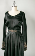 Load image into Gallery viewer, 1930s Dress Black Silk Beaded XS